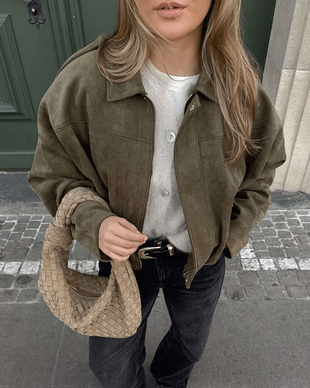 Constance Bomberjacke aus Wildlederimitat