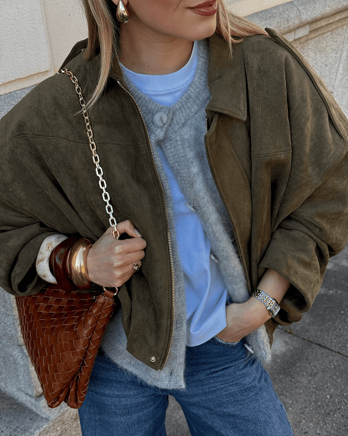 Constance Bomberjacke aus Wildlederimitat