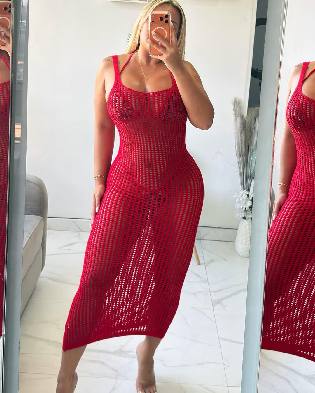 Cosima Gestricktes Kleid als Überwurf mit offenem Rücken