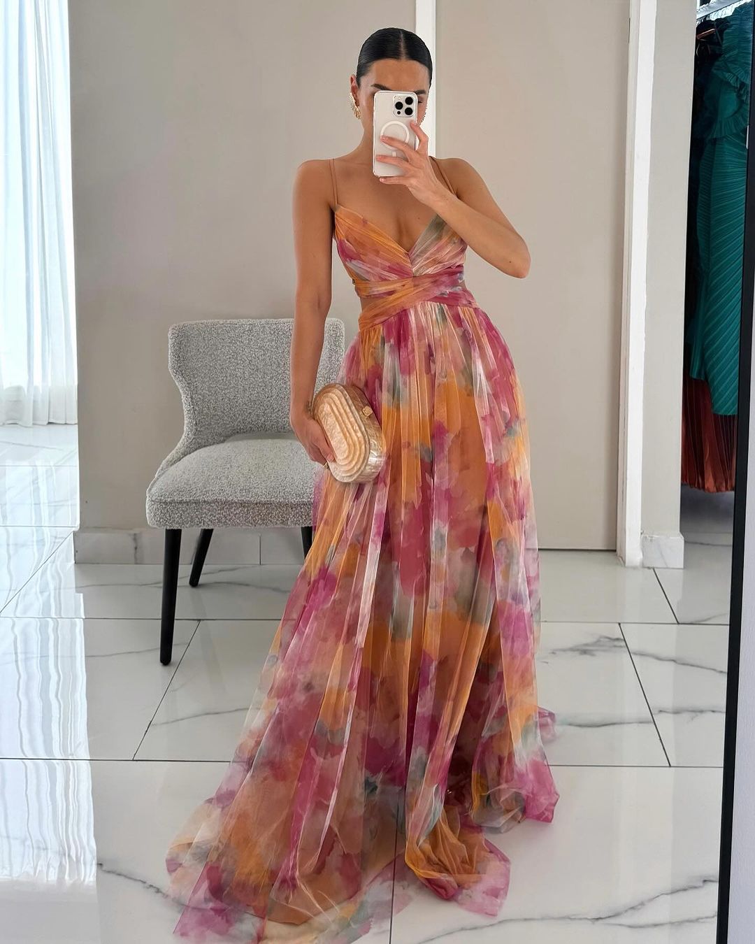 Geblümtes Tüll-Maxikleid „Dahlia“