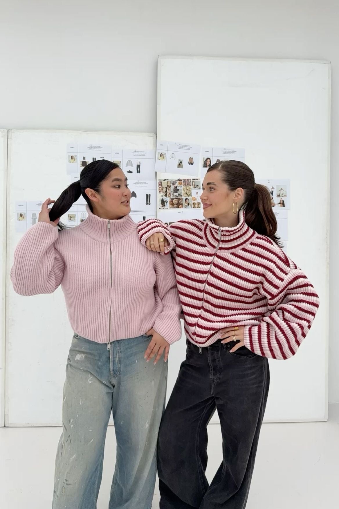 Daniela Oversize-Strickpullover mit Rippstrick und Reißverschluss