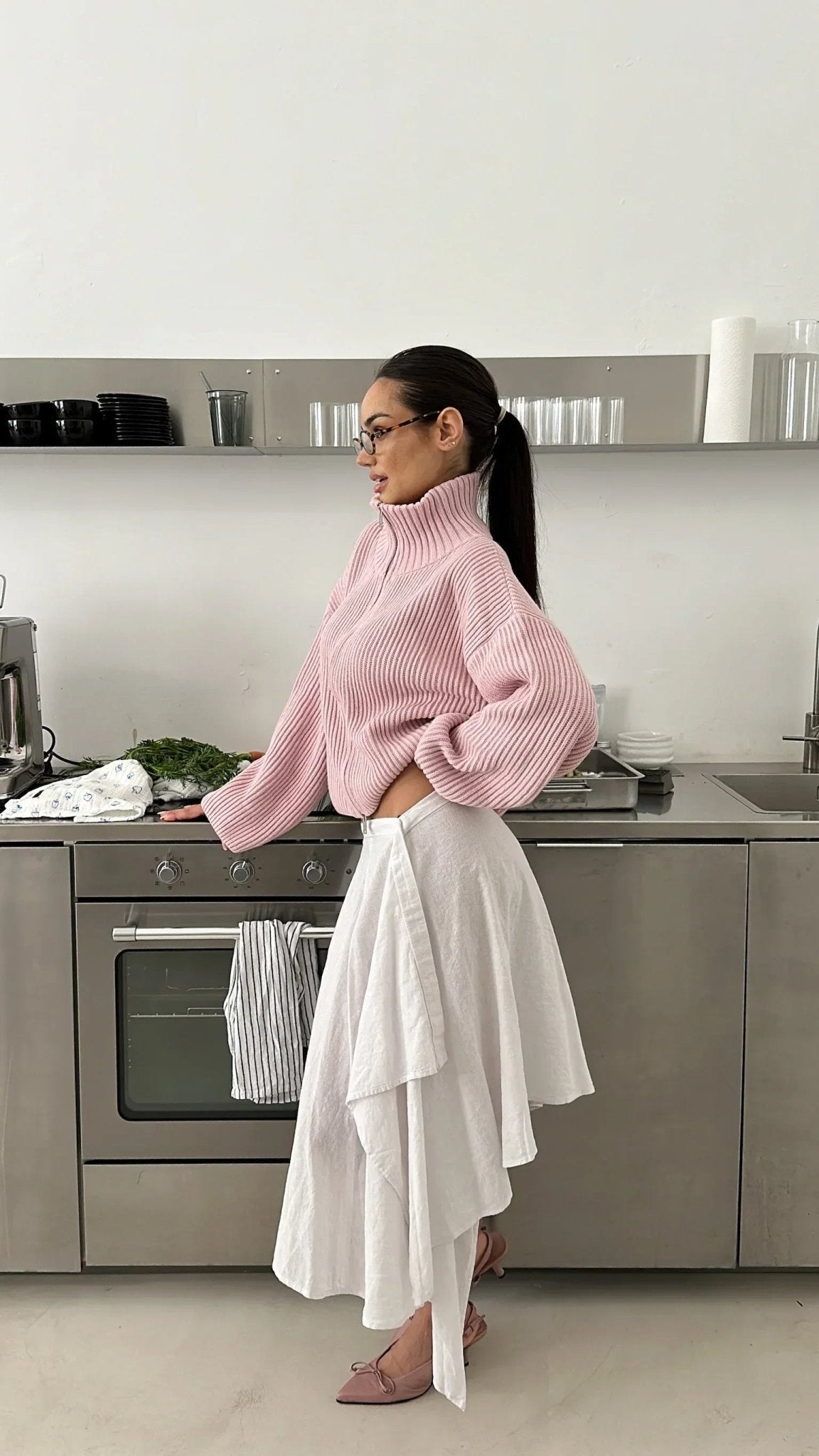 Daniela Oversize-Strickpullover mit Rippstrick und Reißverschluss