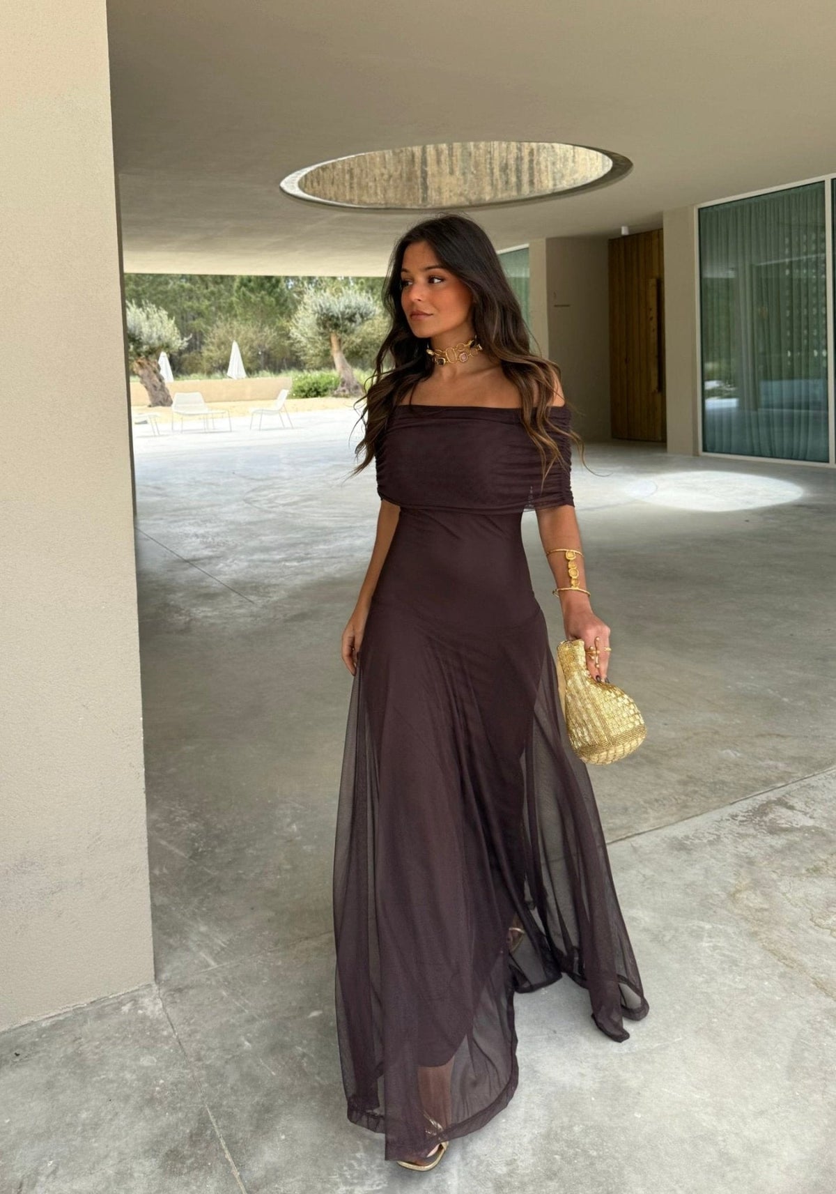 Daniella Mesh-Maxikleid