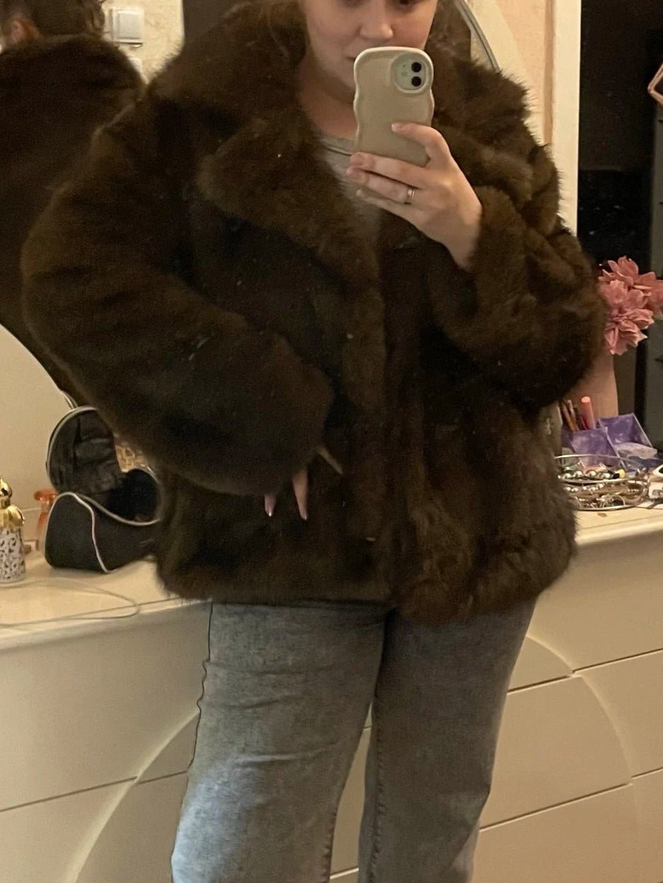 Darcy flauschige Jacke in mittlerer Länge