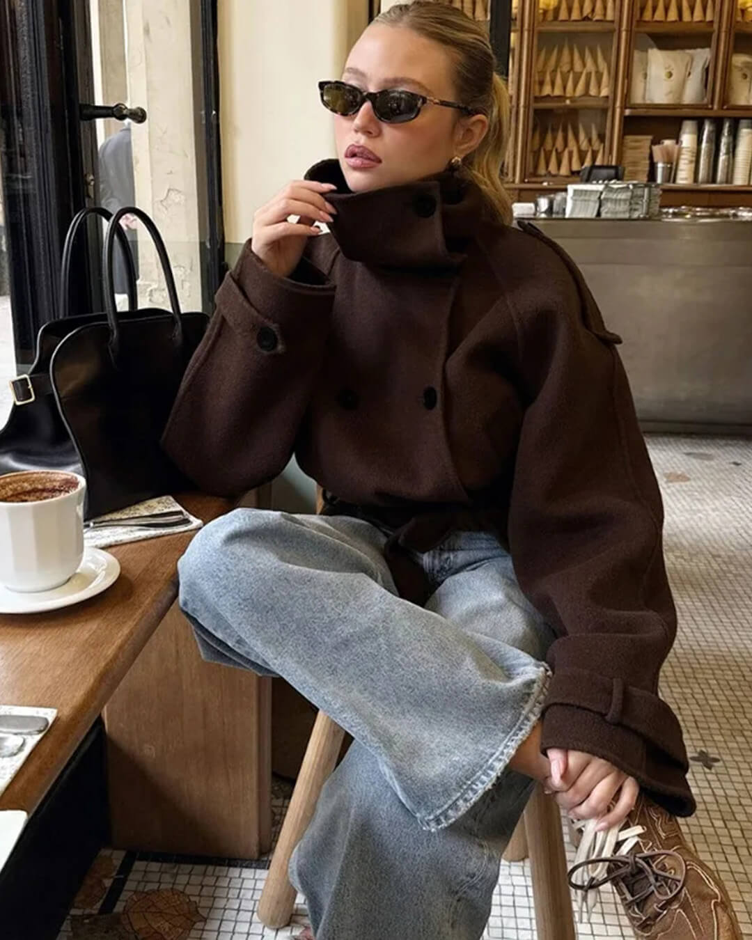 Debbie kurzer Trenchcoat mit Stehkragen