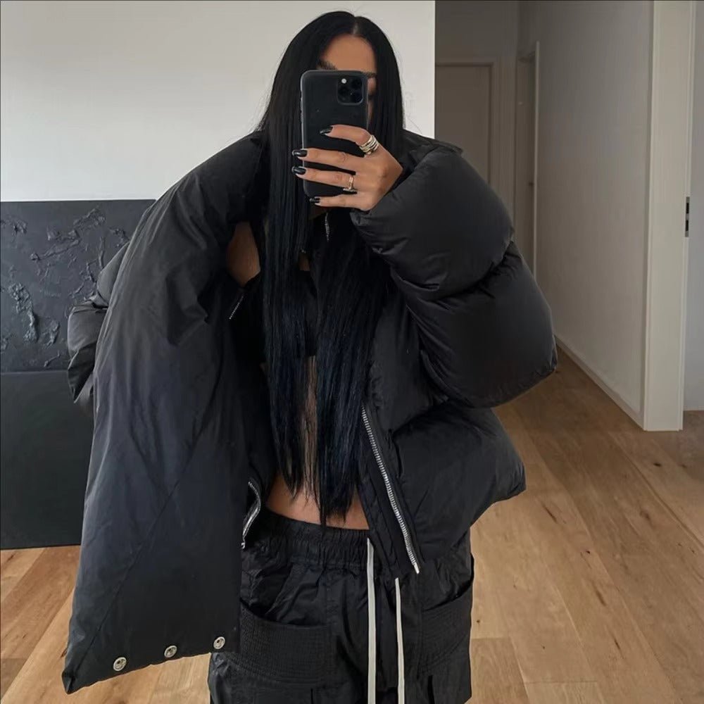 Donna Steppjacke mit Funnel-Neck-Kragen