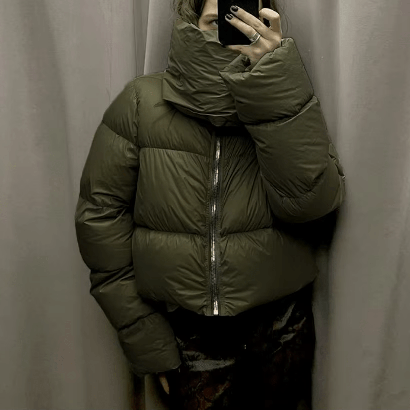 Donna Steppjacke mit Funnel-Neck-Kragen