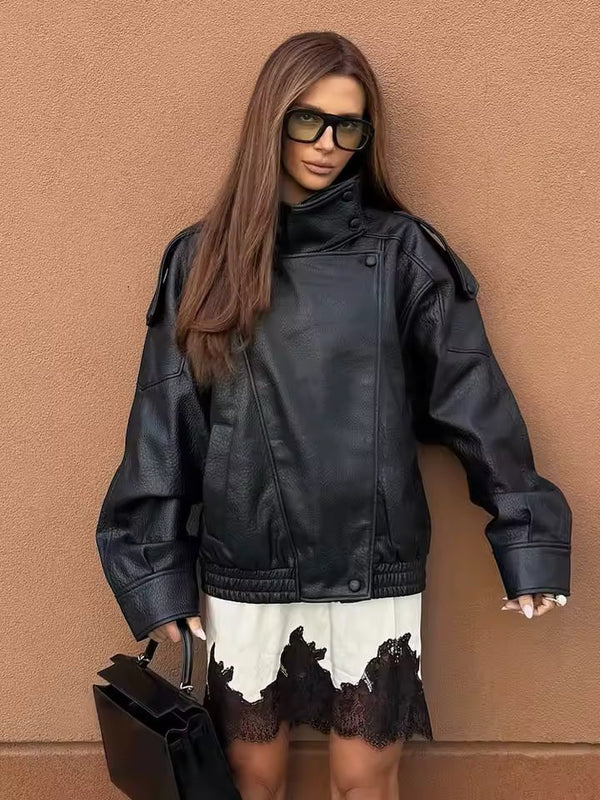 Elena Asymmetrische Jacke mit Knöpfen und Taschen