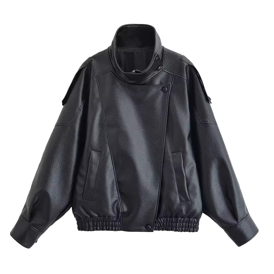 Elena Asymmetrische Jacke mit Knöpfen und Taschen