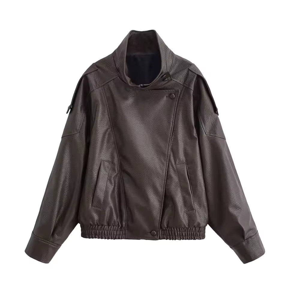 Elena Asymmetrische Jacke mit Knöpfen und Taschen