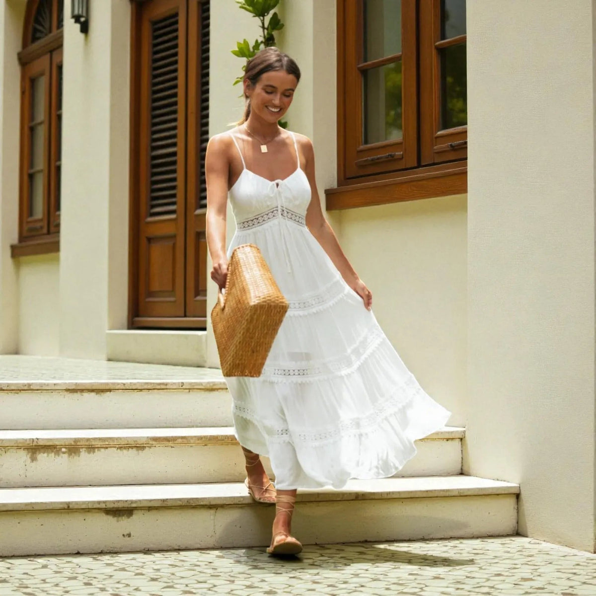 Elena Ärmelloses langes Boho-Sommerkleid