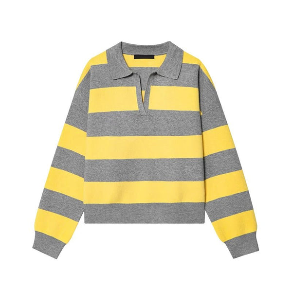 Gestreifter Pullover Elena mit Polokragen