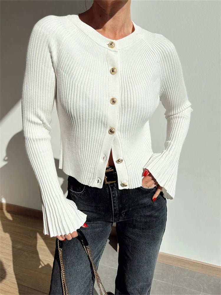 Eloisa gerippter Strick-Cardigan mit langen Ärmeln