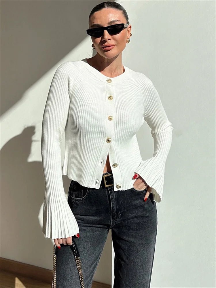 Eloisa gerippter Strick-Cardigan mit langen Ärmeln
