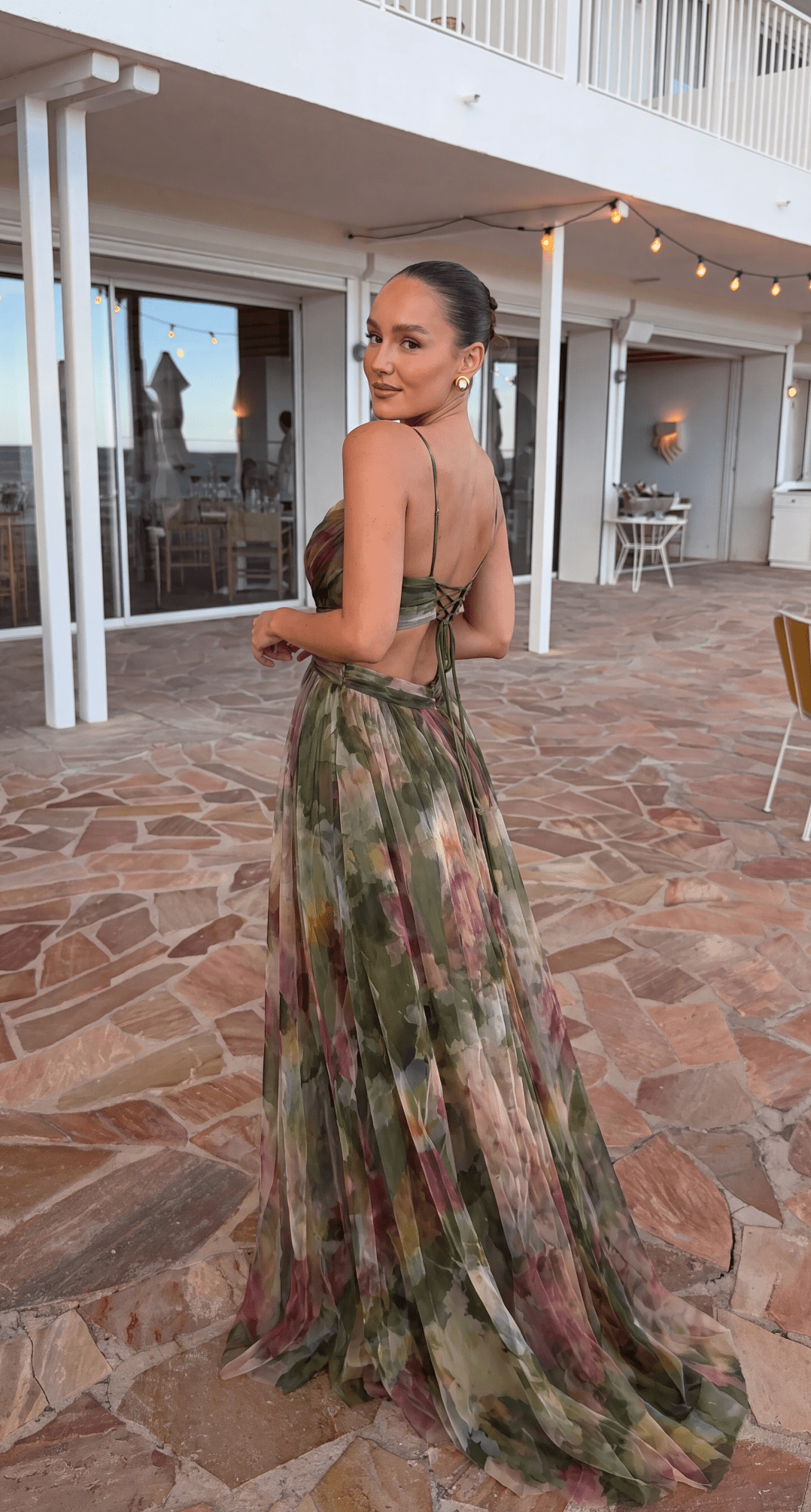 Emma florales Mesh-Maxikleid