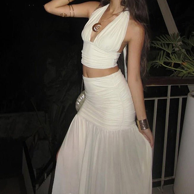 Emma Set aus Neckholder-Oberteil und transparentem Mesh-Rock