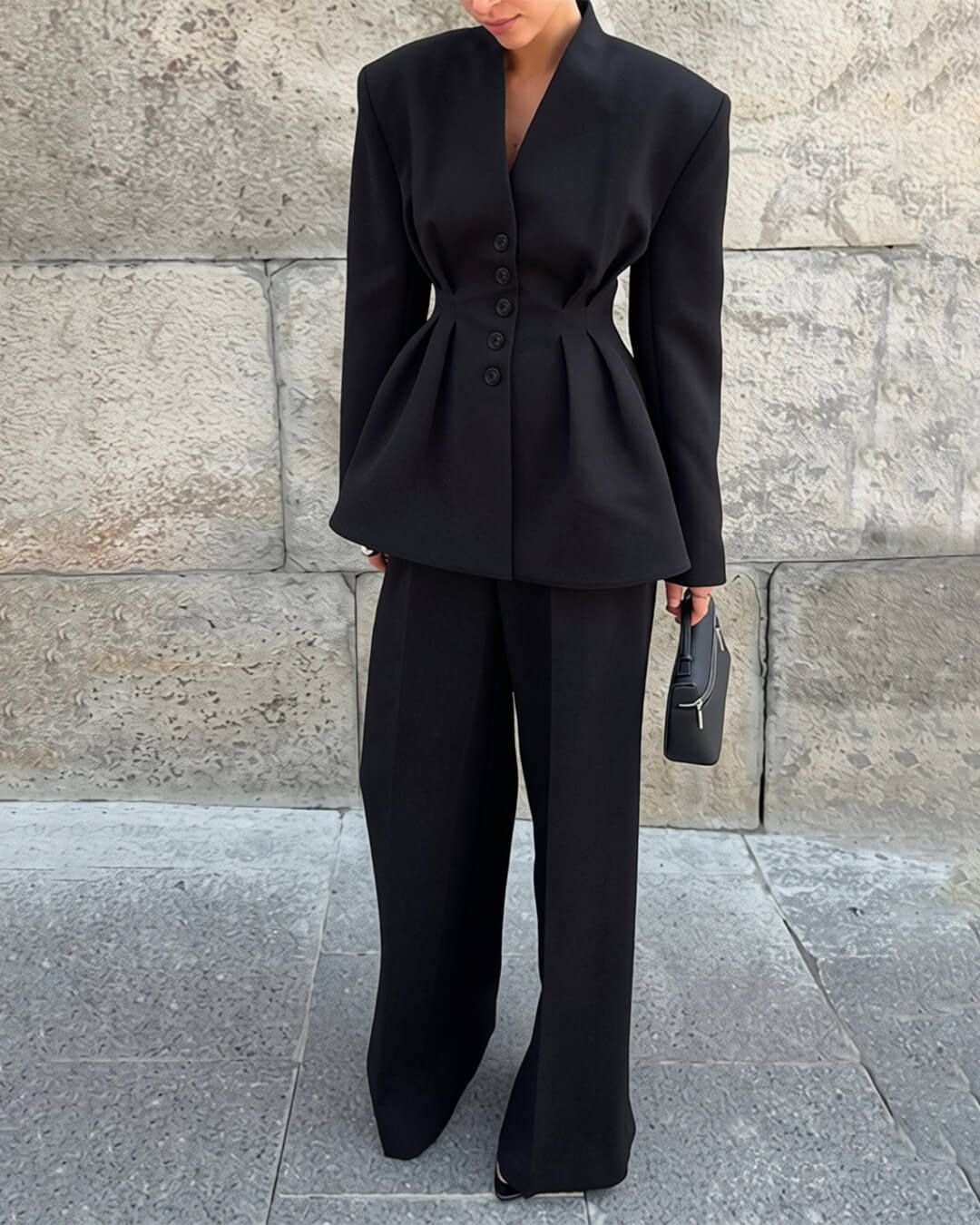 Empress Blazer mit geraffter Taille und V-Ausschnitt