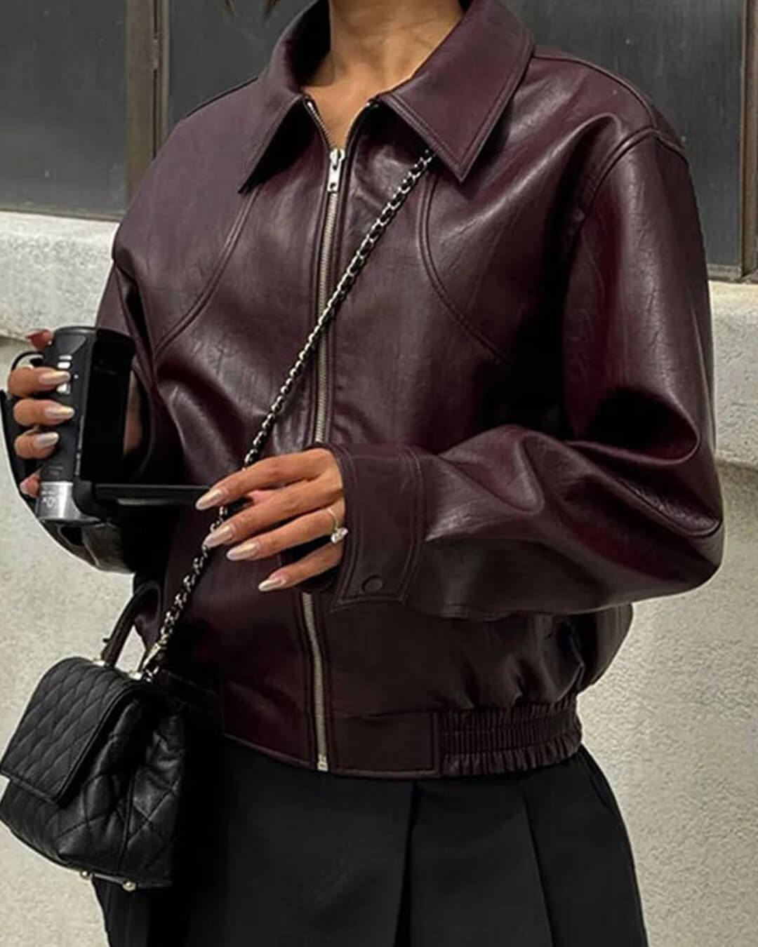 Erika Lederjacke mit Reißverschluss