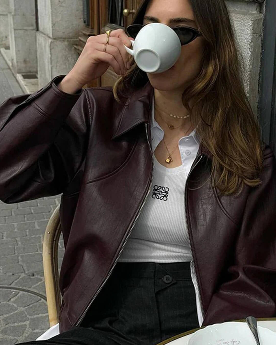 Erika Lederjacke mit Reißverschluss