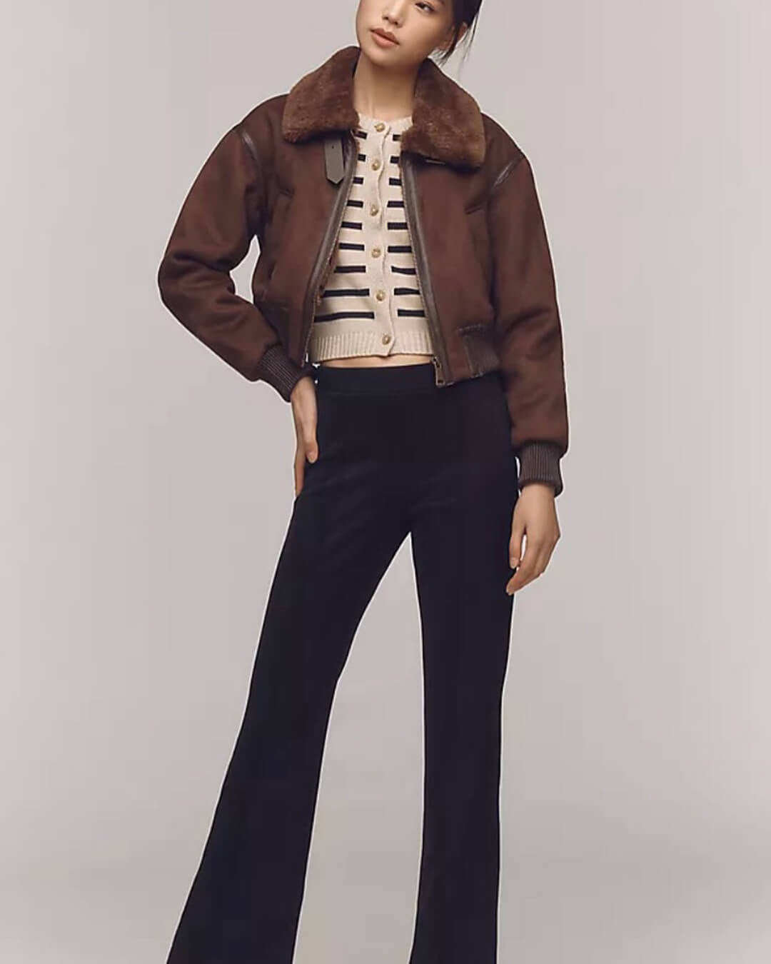 Esme Kurze Bomberjacke aus Veloursleder