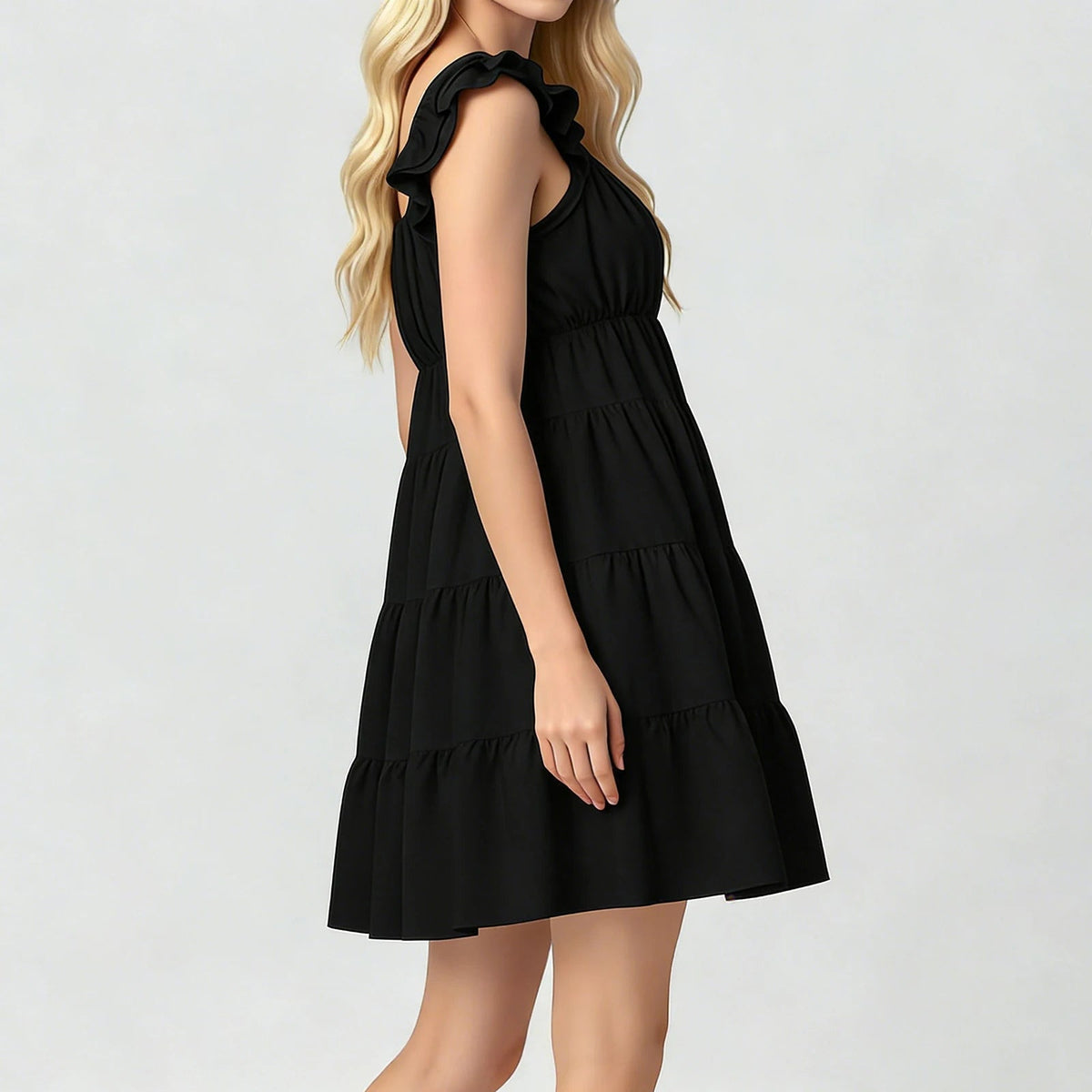 Eulalia Mini-Kleid mit Volantsärmeln und Stufen