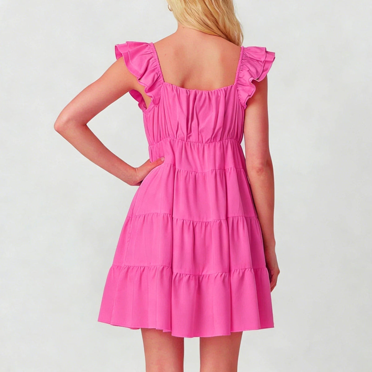 Eulalia Mini-Kleid mit Volantsärmeln und Stufen