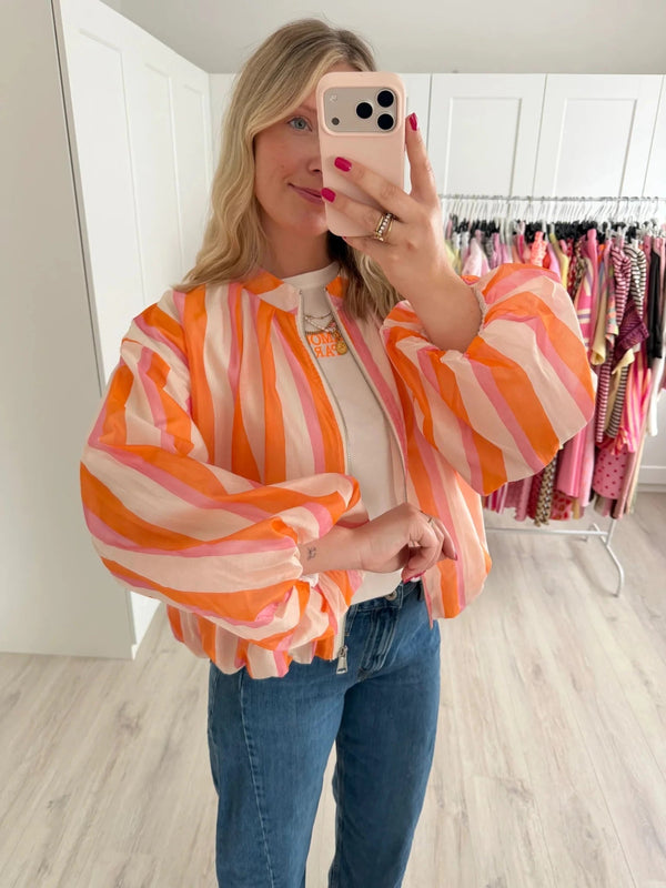 Eva gestreopte Bomberjacke