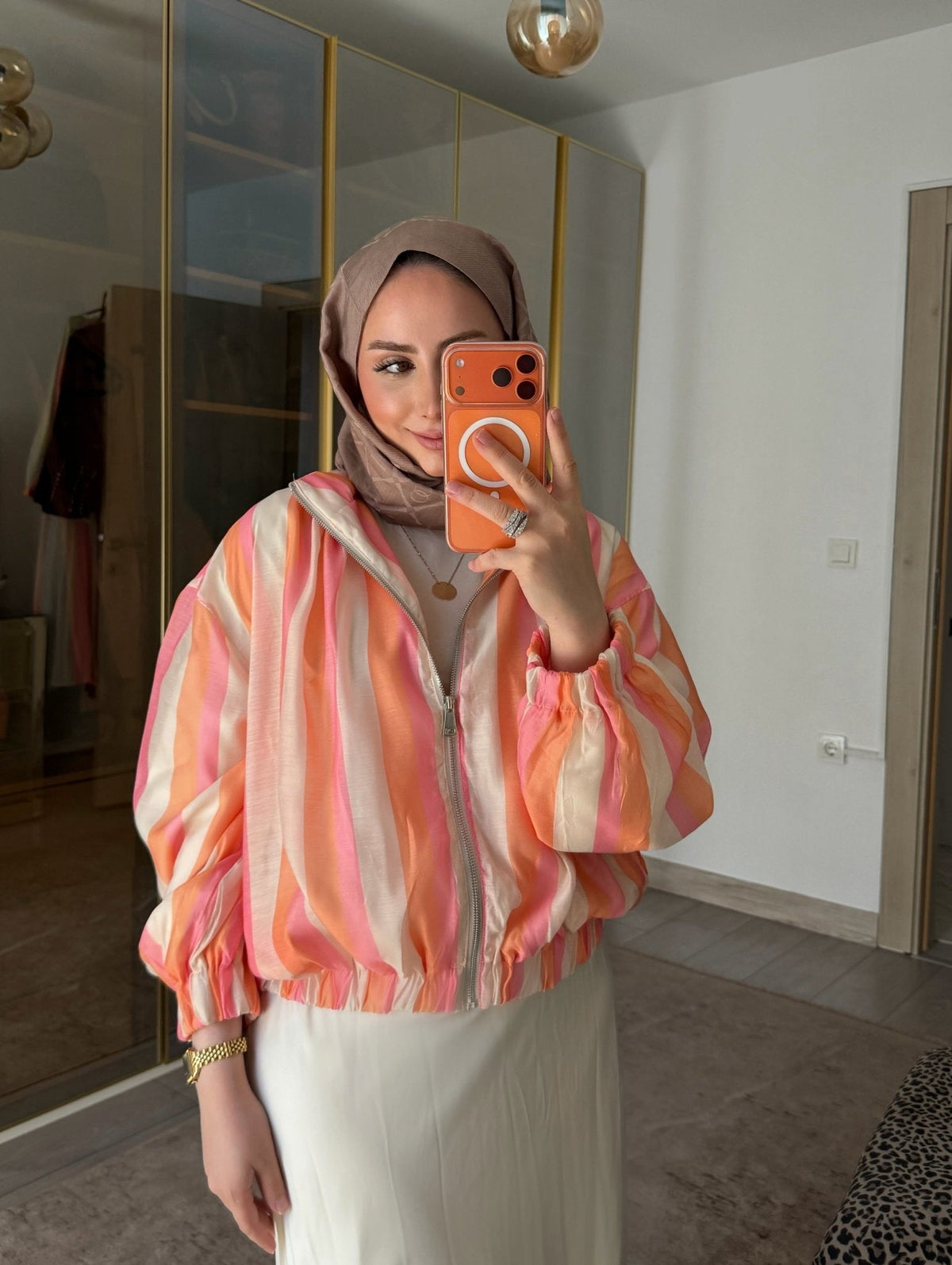 Eva gestreopte Bomberjacke