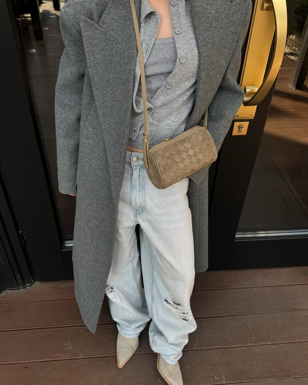 Eva Geflochtene Wildledertasche