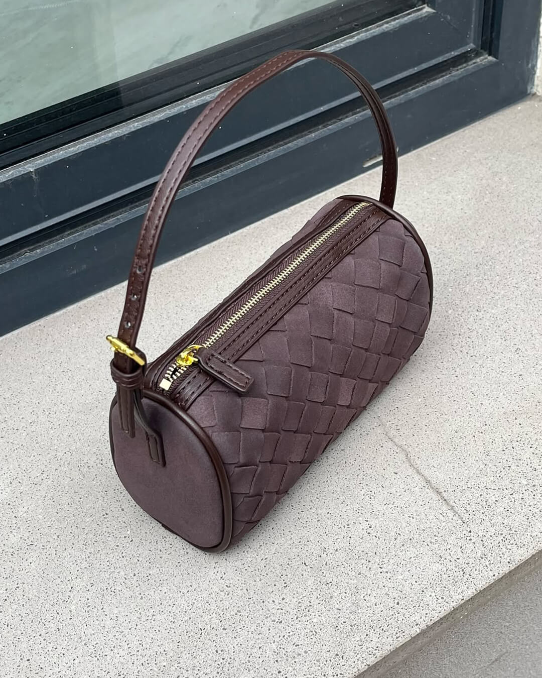 Eva Geflochtene Wildledertasche