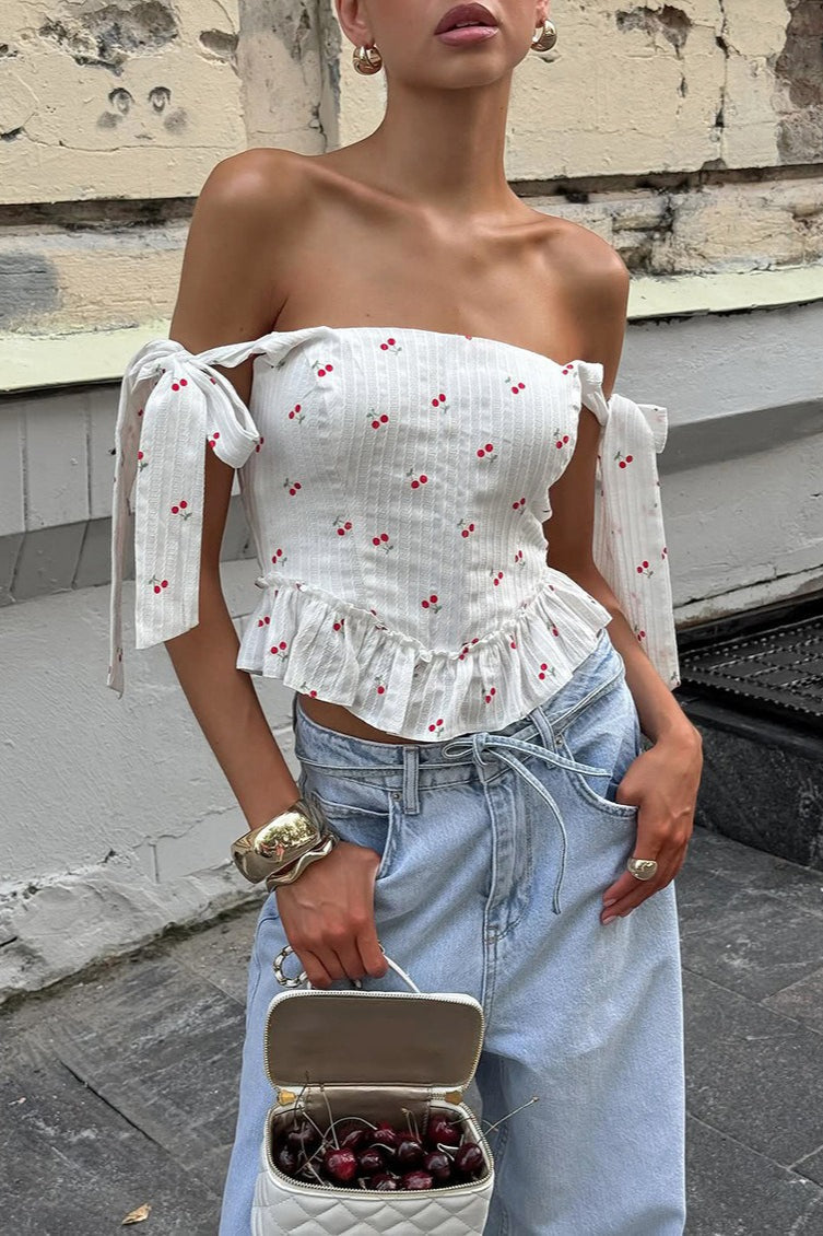 Fabia Schulterfreies Top mit Rüschen