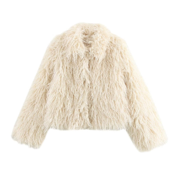 Flauschige Kunstpelzjacke