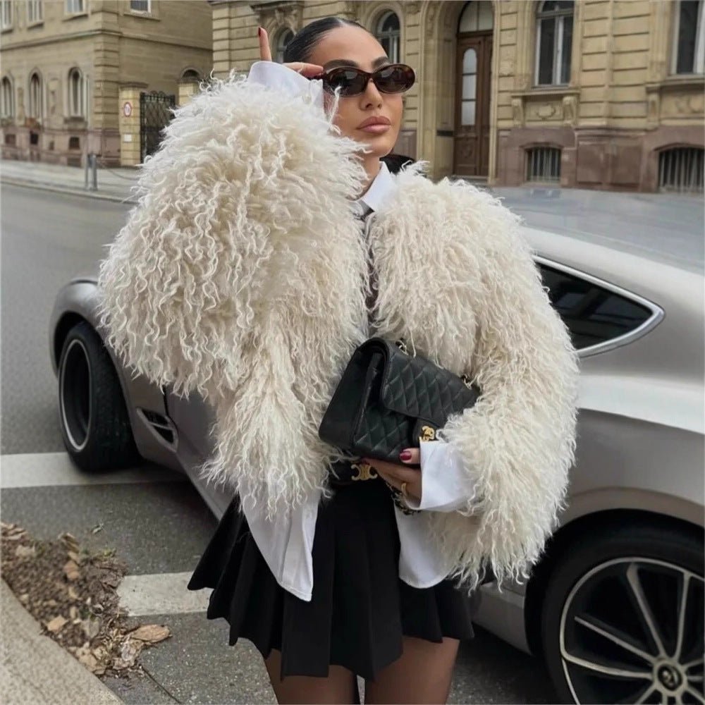 Flauschige Kunstpelzjacke