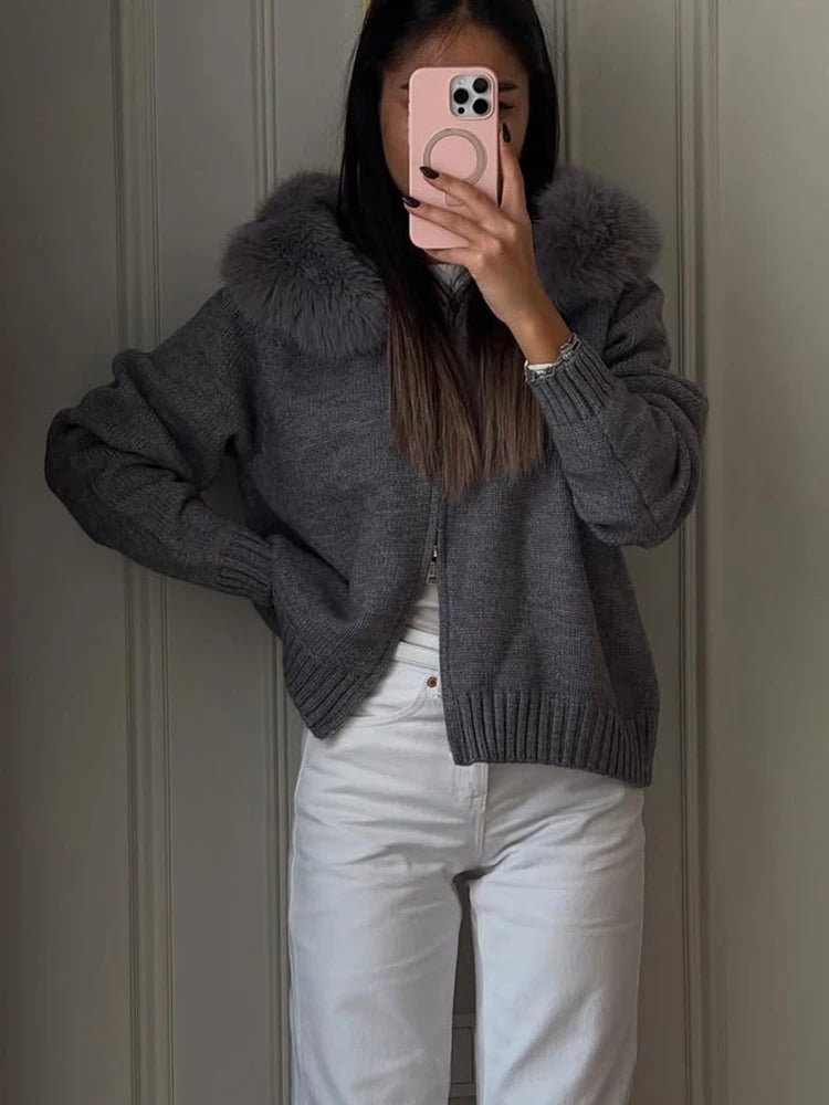 Oversize-Cardigan aus Kunstpelz