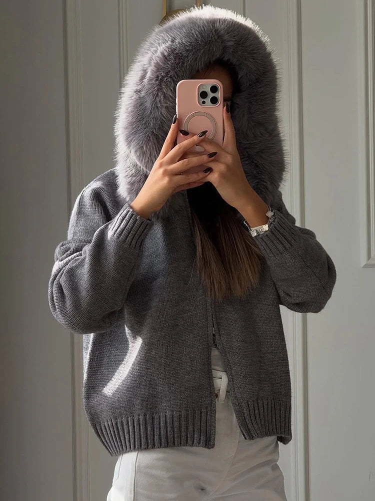 Oversize-Cardigan aus Kunstpelz