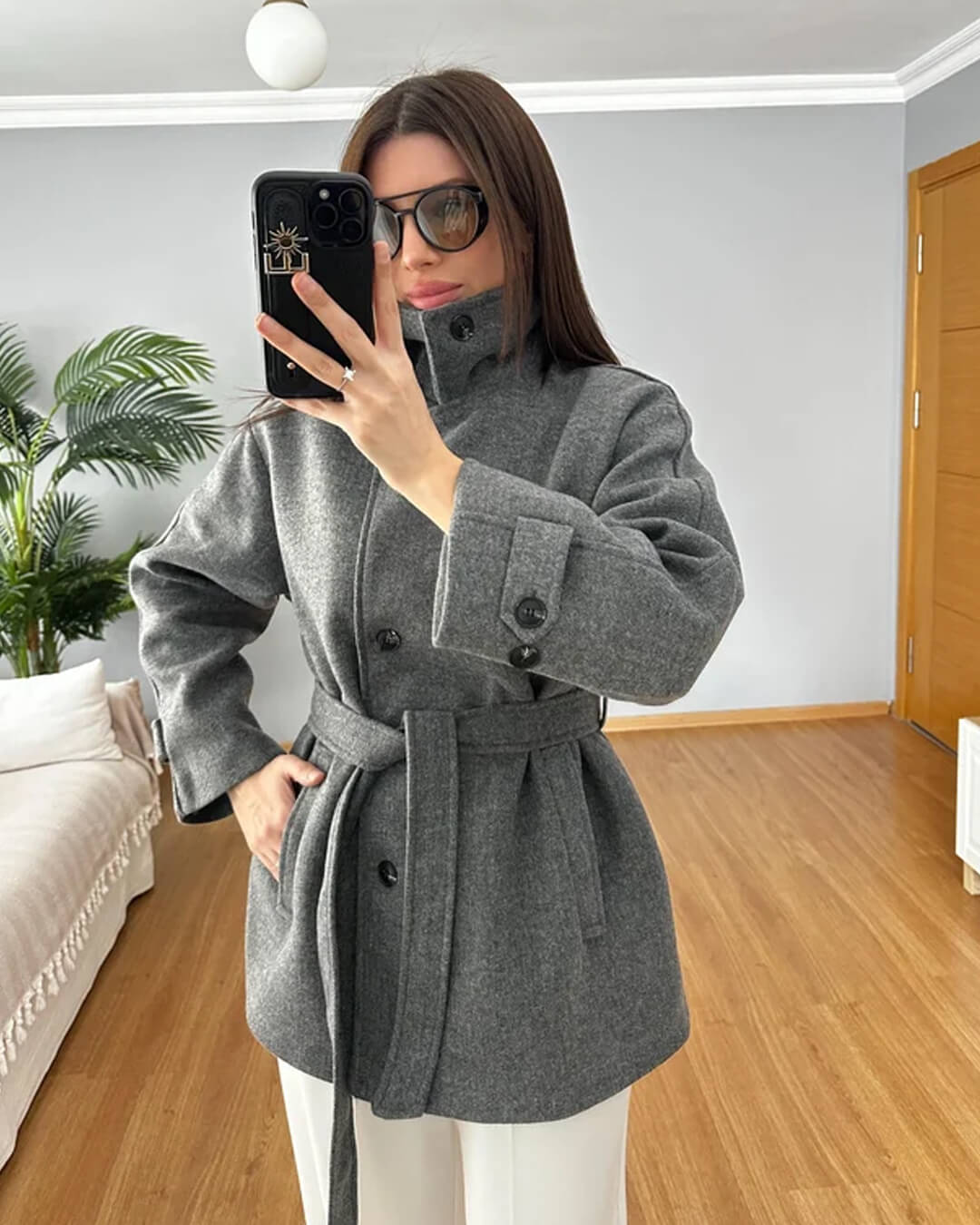 Felly Kunstwollmantel mit Gürtel