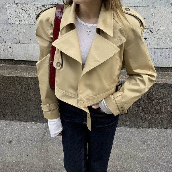 Fern Khaki Crop Trench Jacket