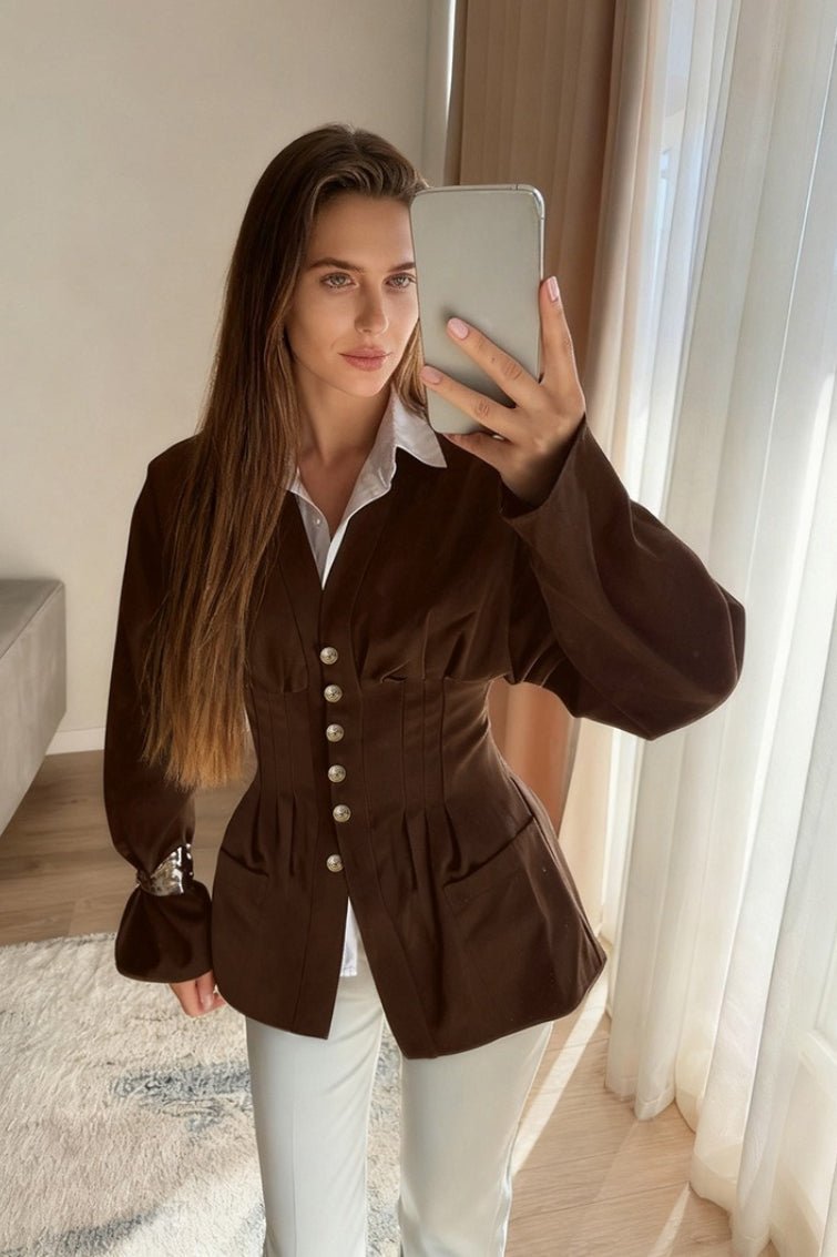 Fiona Taillierter Blazer mit Falten und Vintage-Taille