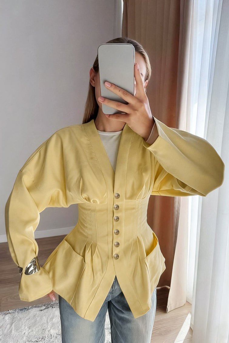 Fiona Taillierter Blazer mit Falten und Vintage-Taille