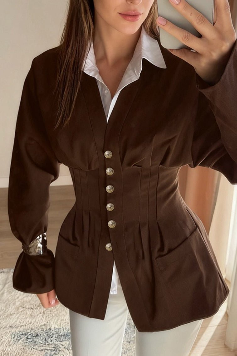 Fiona Taillierter Blazer mit Falten und Vintage-Taille