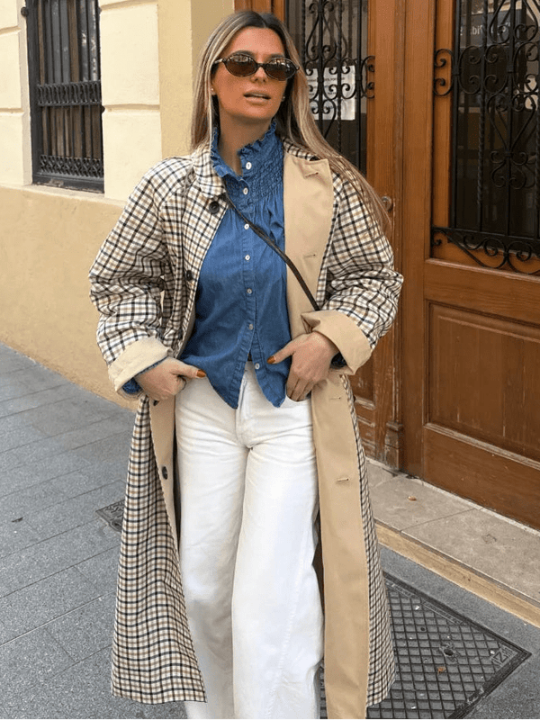 Florence wendbarer karierter langer Mantel