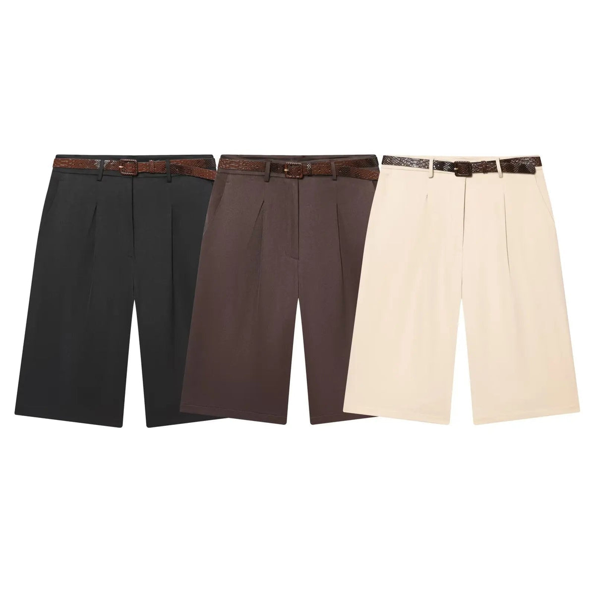 Florentine Bermuda-Shorts mit hoher Taille und Gürtel