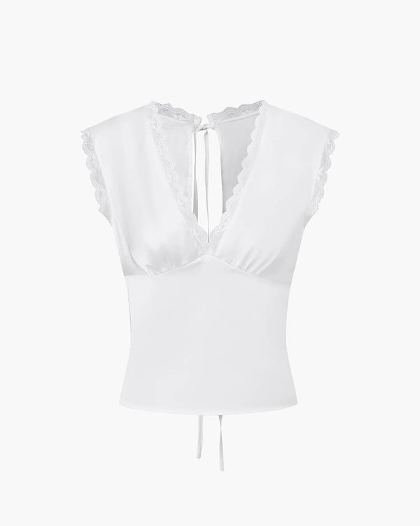 Francesca Satin-Top mit tiefem Ausschnitt