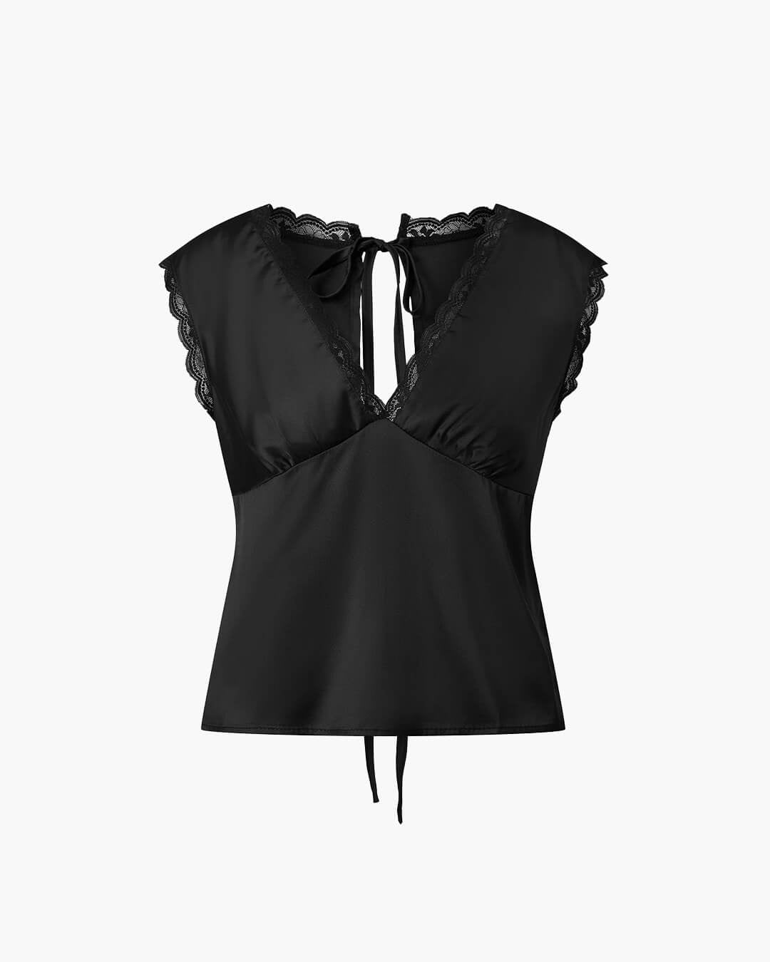 Francesca Satin-Top mit tiefem Ausschnitt