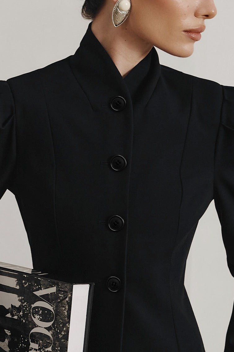 Französischer ausgestellter Blazer mit Stehkragen