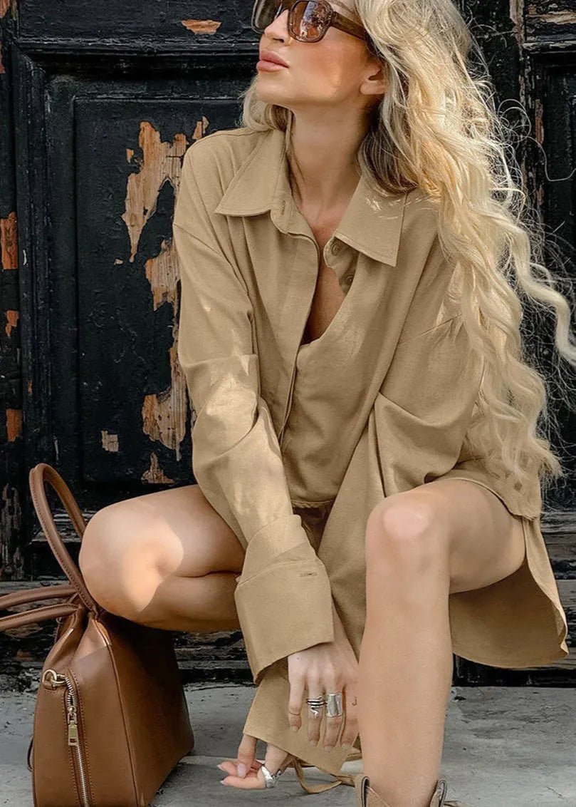 Gabrielle Set aus kurzem Hemd und Shorts mit Kordelzug