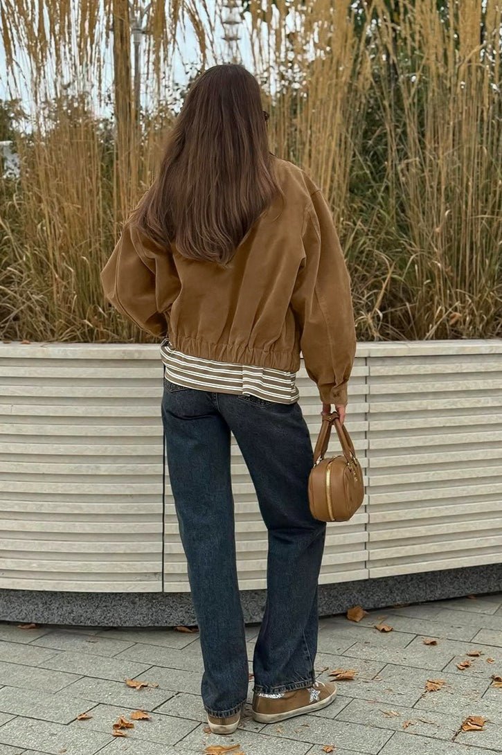 Genoveva lässige Wildlederjacke mit Reißverschluss