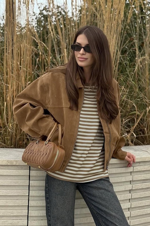 Genoveva lässige Wildlederjacke mit Reißverschluss
