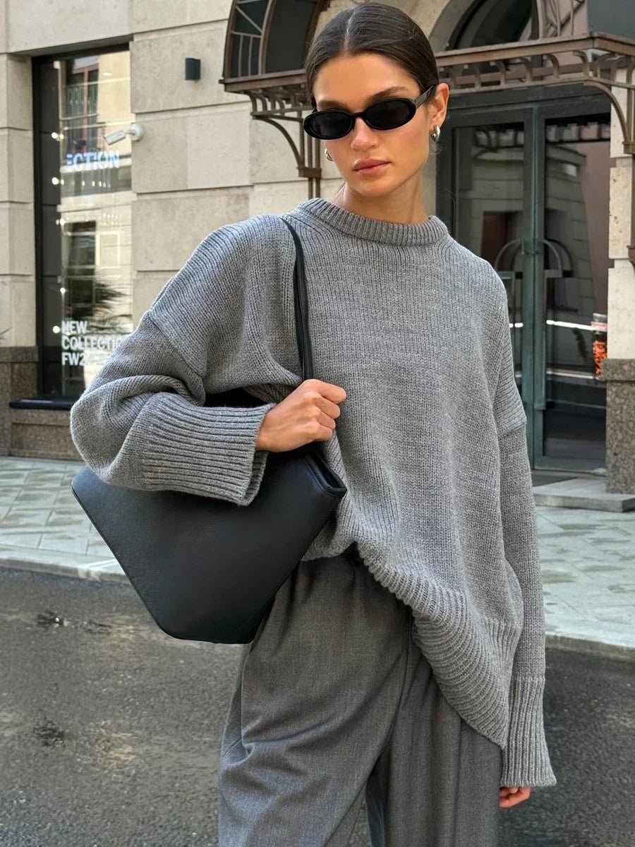 Georgette Gerippter Strickpullover