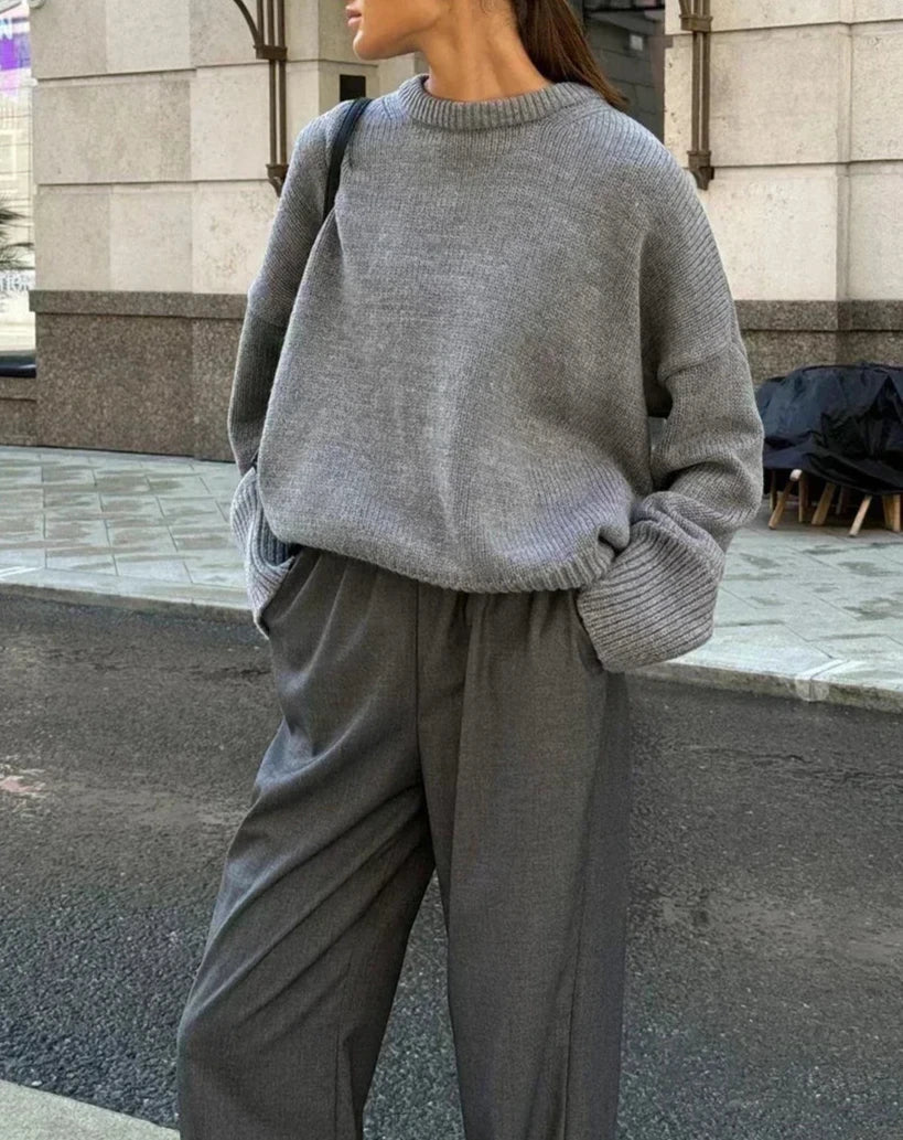 Georgette Gerippter Strickpullover